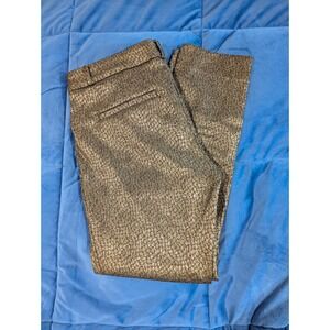 Banana Republic Sloan Pants Women Gold Metallic Textured Jacquard - Size 4S